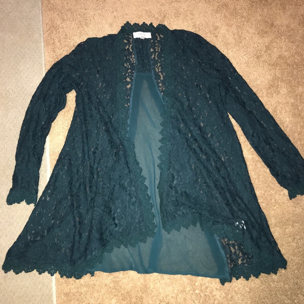 Jade Green Lace Cardigan